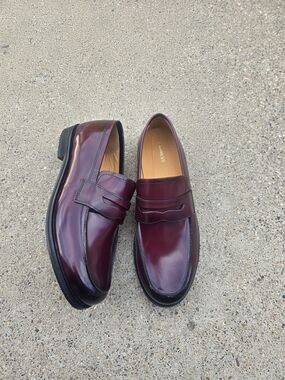 Express Burgundy Leather Penny Loafers - Men Size 9